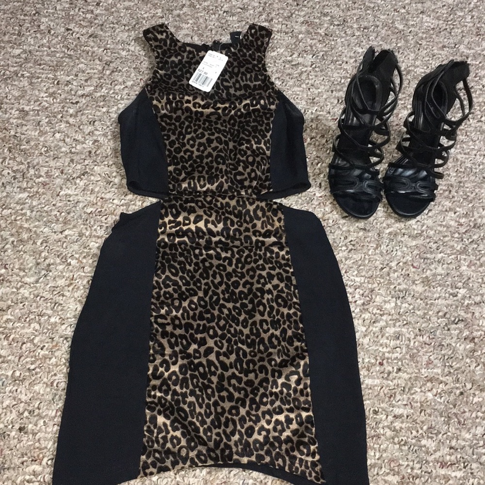 High low leopard dress